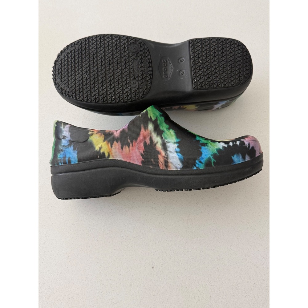 Crocs Neria Pro II Graphic Work Clogs Black Tie Dye Slip Resistant Womens 8 - Picture 7 of 9